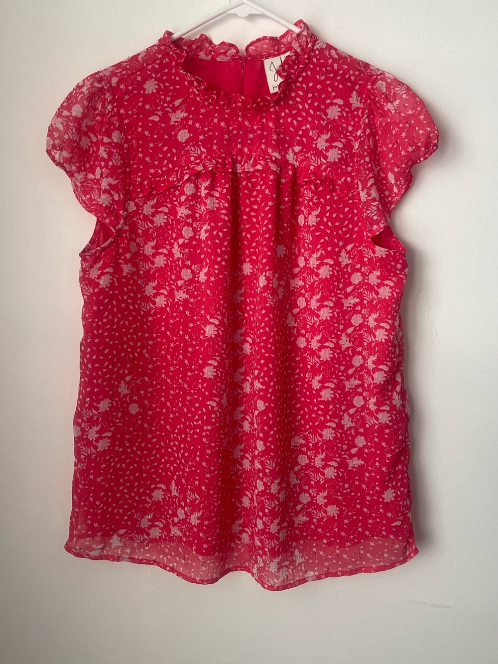 Joie pink ruffled cap sleeve blouse size medium